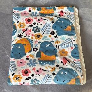 Colorful Hippo Baby Blanket
